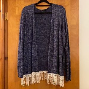 Lightweight Cardigan with Decorative Fringe Hem